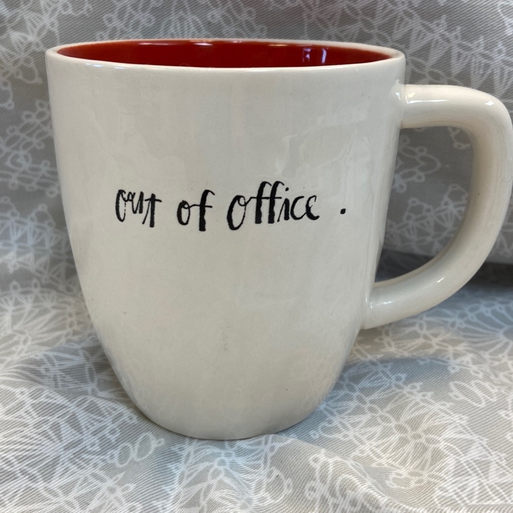 Rae Dunn Out Of Office Ceramic Coffee Tea Mug Cup Red Interior by Magenta
